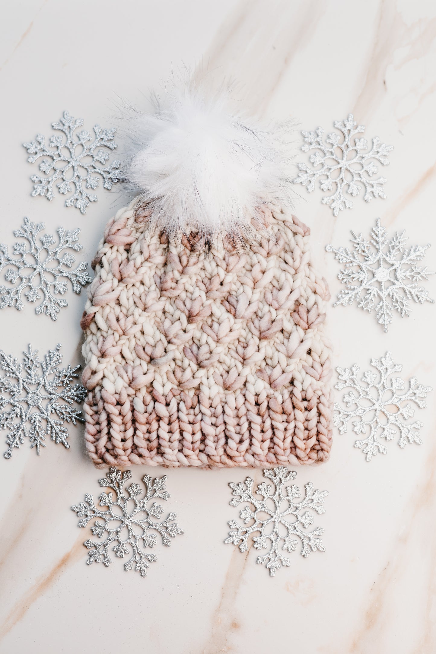 Snowflake Kisses Lotus Flower Beanie - Luxury Beanie