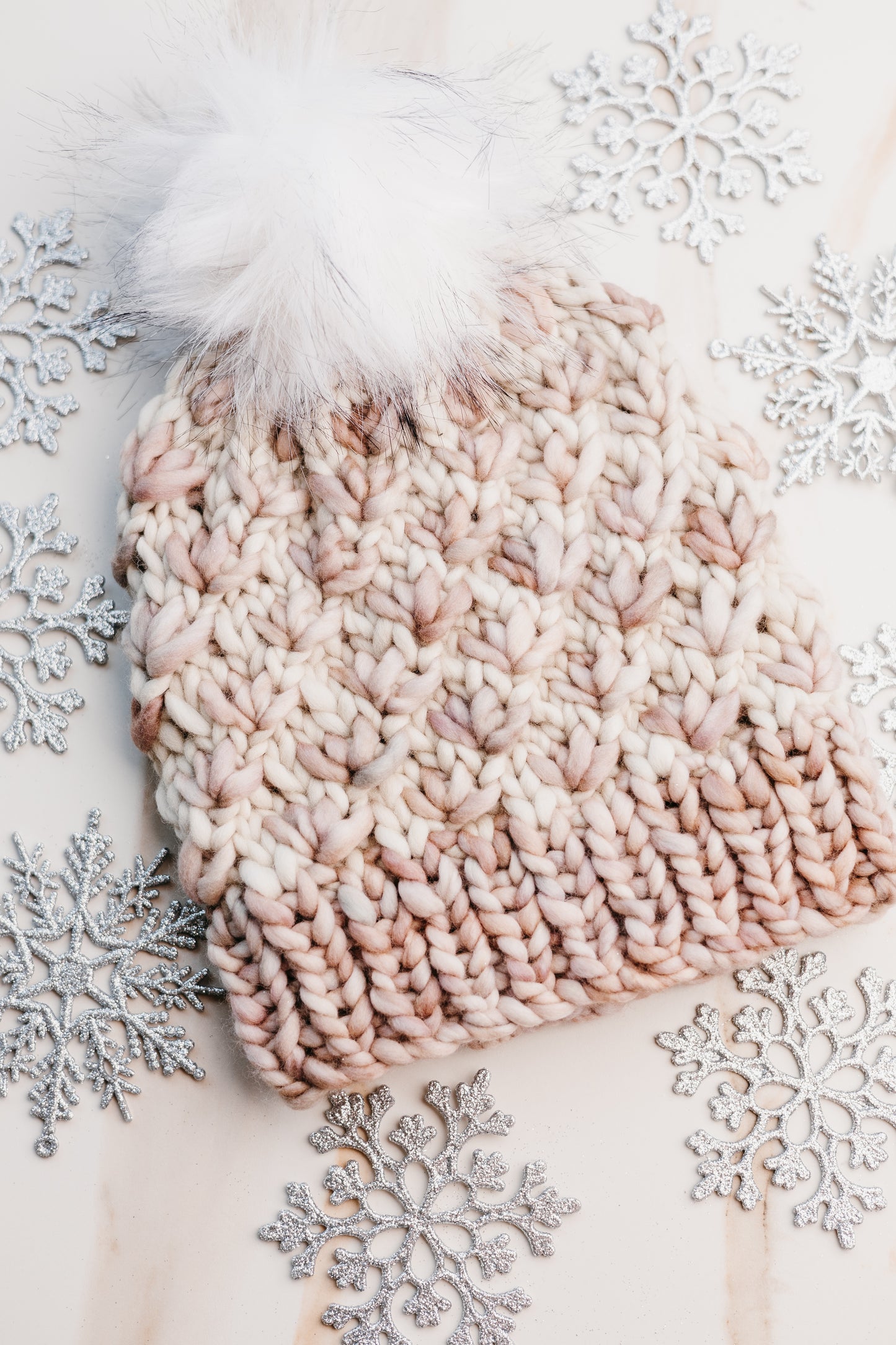 Snowflake Kisses Lotus Flower Beanie - Luxury Beanie