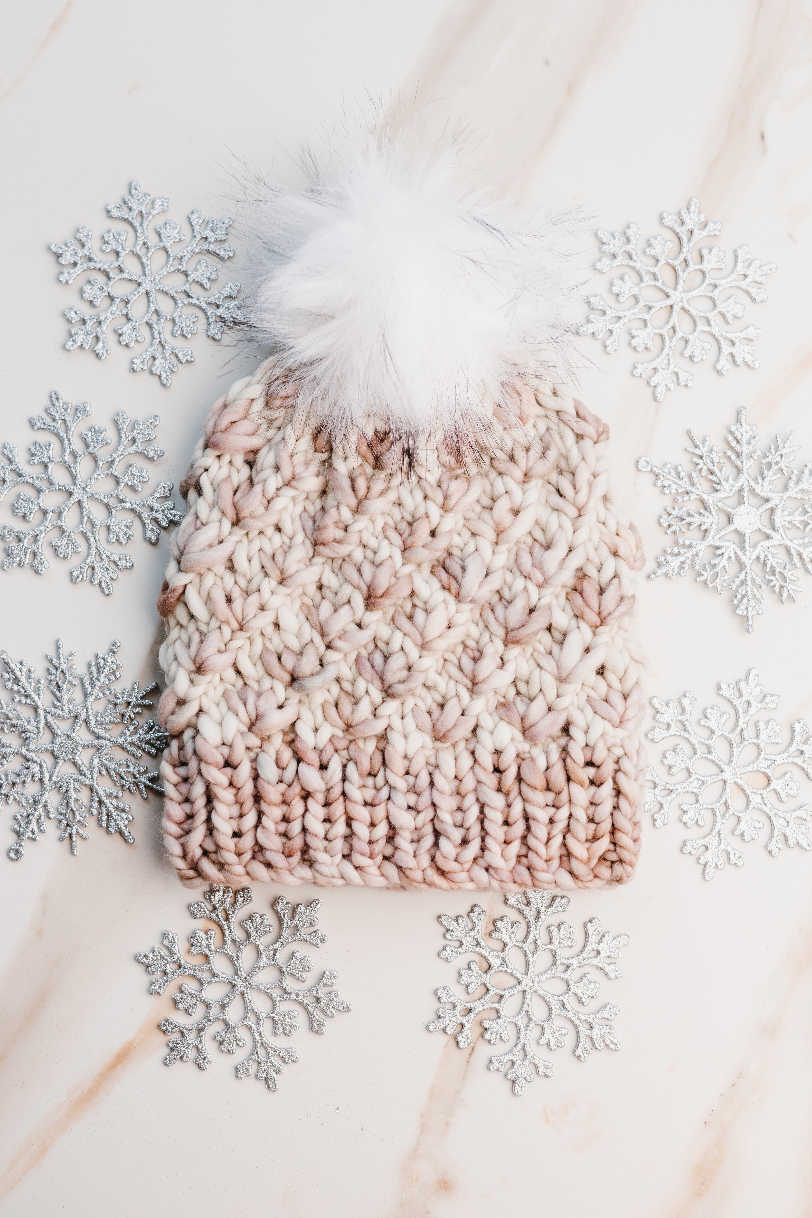 Snowflake Kisses Lotus Flower Beanie - Luxury Beanie